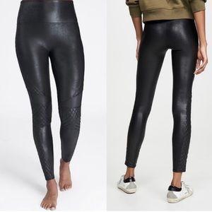Spanx quilted faux leather leggings very black